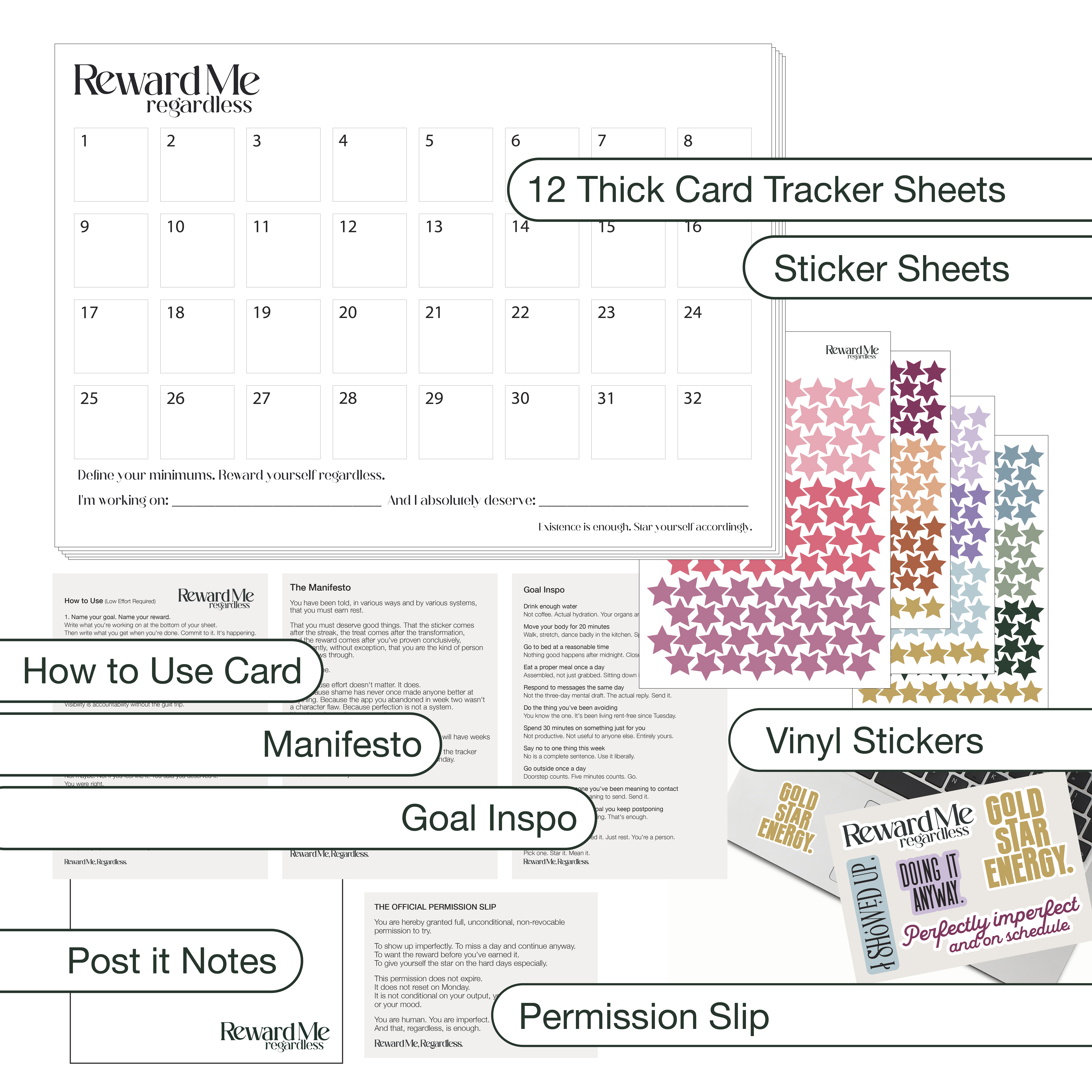 32-Day Reward-First Goal Tracker Kit in earthy tones